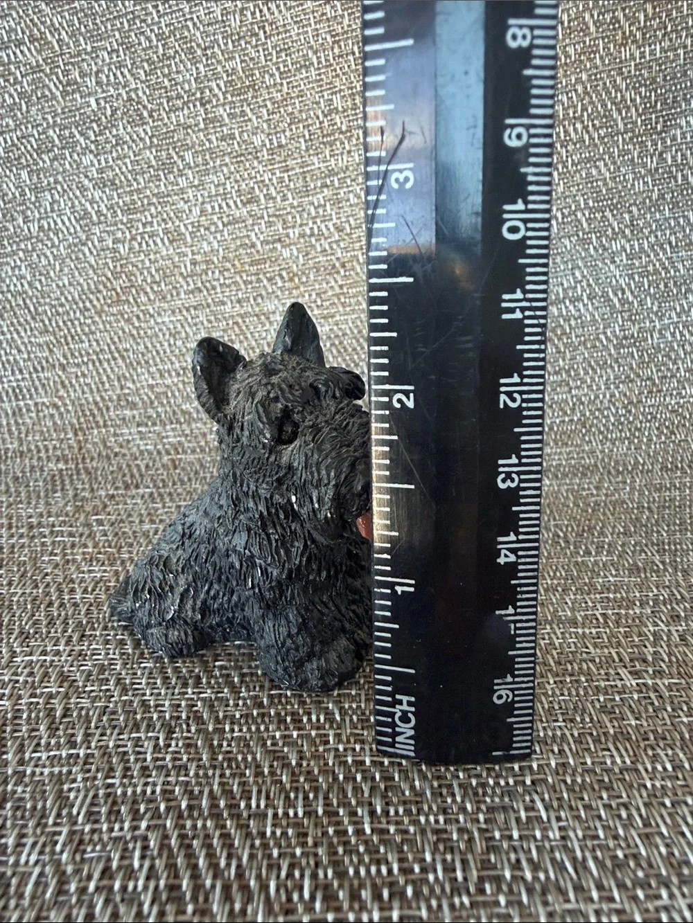 Two Vintage Scottie Dog Figurines Black Resin & White Carved Marble Onyx Stone